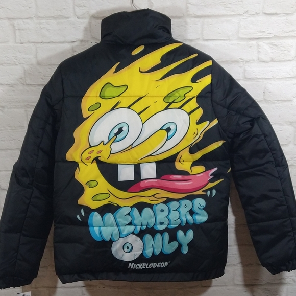 YSYS-B2 Members Only Nickelodeon SpongeBob SquarePants Reversible Puffer Jacket - Picture 10 of 12